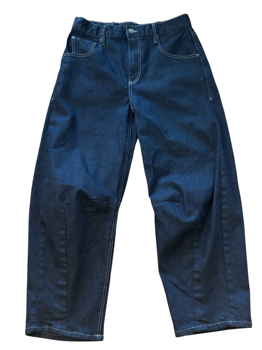 Zara Blue Dark Wash High Rise Barrel Denim Jeans Size 8